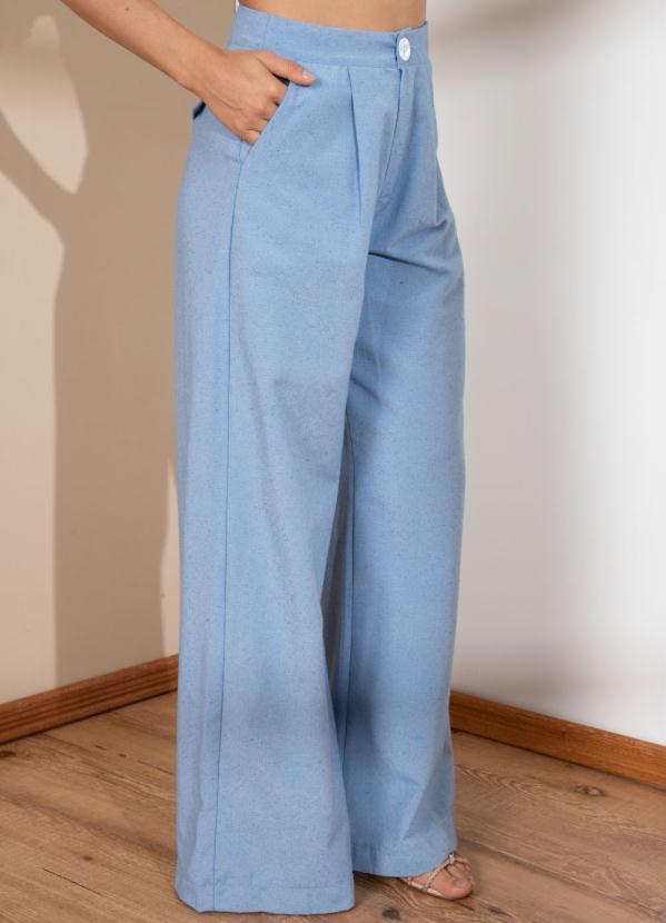 Quintess - Calça Pantalona Azul com Bolsos 6