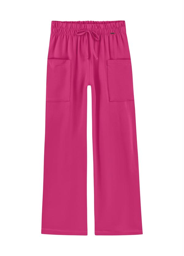 Marialícia - Calça Pantalona com Bolso Rosa