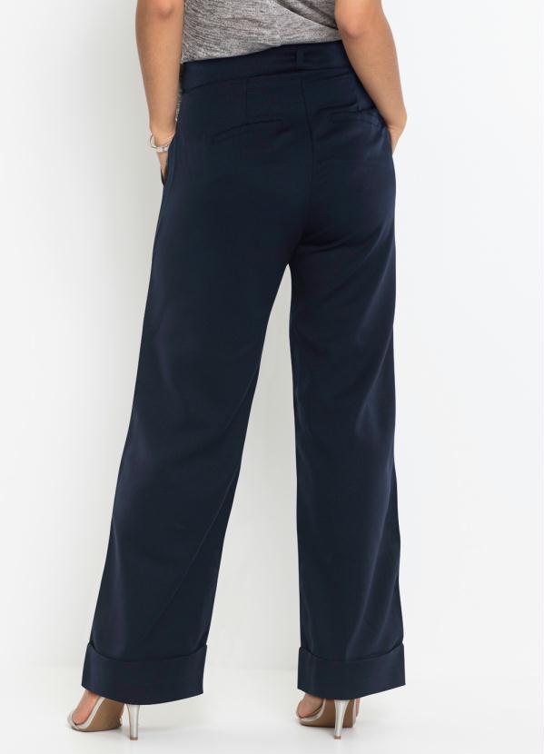 bonprix - Calça Pantalona com Cinto Azul Marinho 2