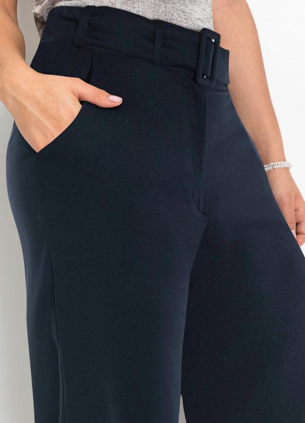 bonprix - Calça Pantalona com Cinto Azul Marinho 3