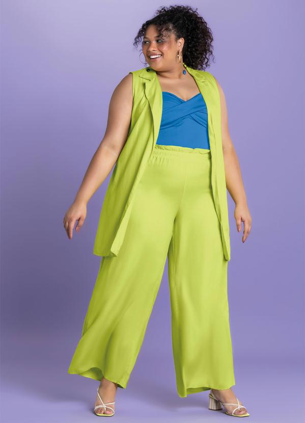 Marialícia - Calça Pantalona com Elástico Verde 2