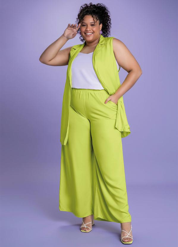 Marialícia - Calça Pantalona com Elástico Verde 3