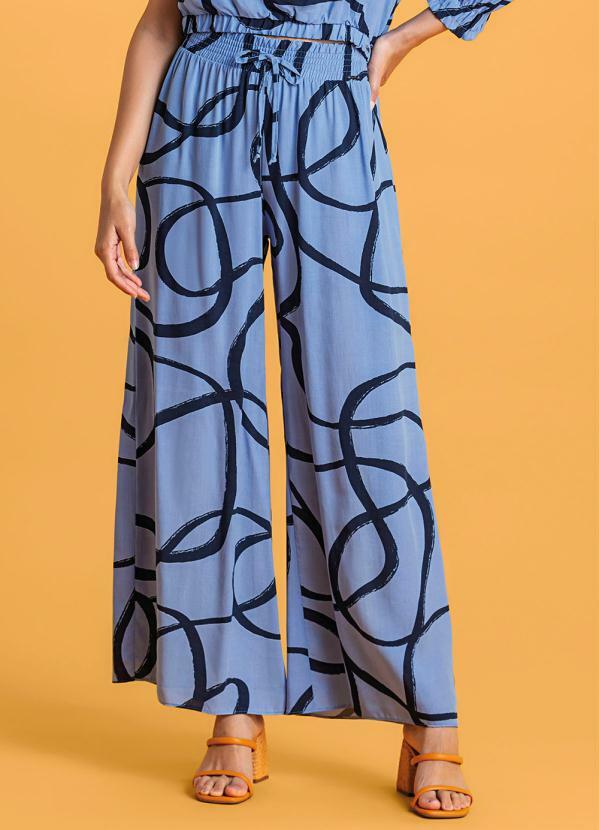 Marialícia - Calça Pantalona Conceitual Azul