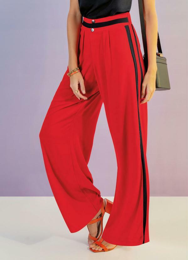 Gris - Calça Pantalona em Viscose Vermelho