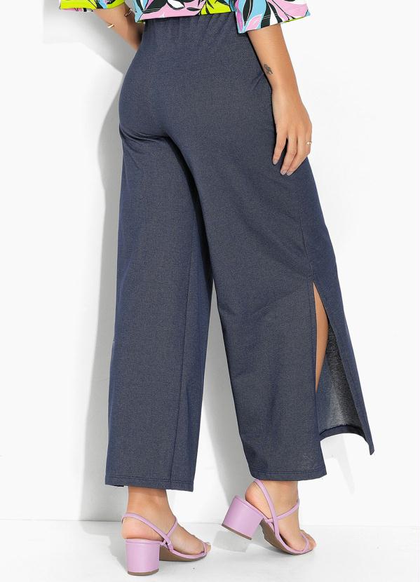 Moda Pop - Calça Pantalona Marinho com Elástico no Cós 2