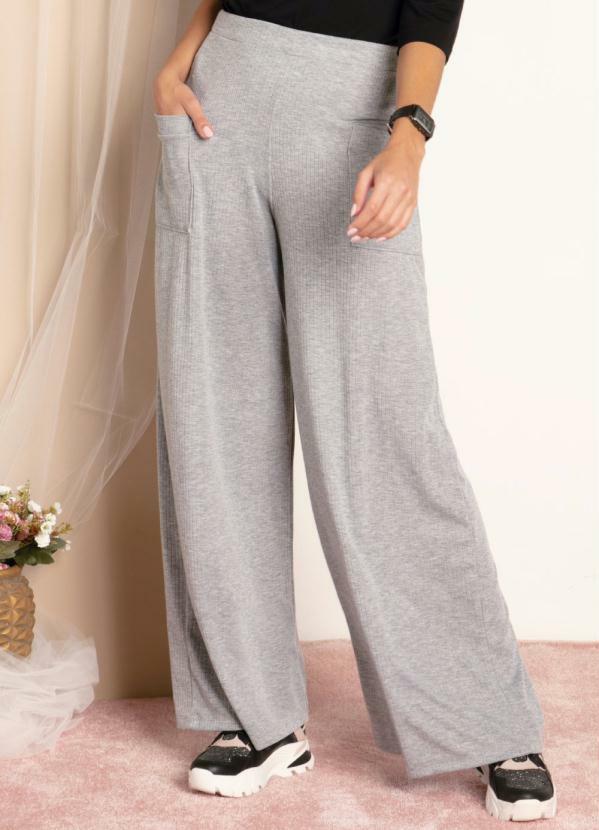 Quintess - Calça Pantalona Mescla com Bolsos