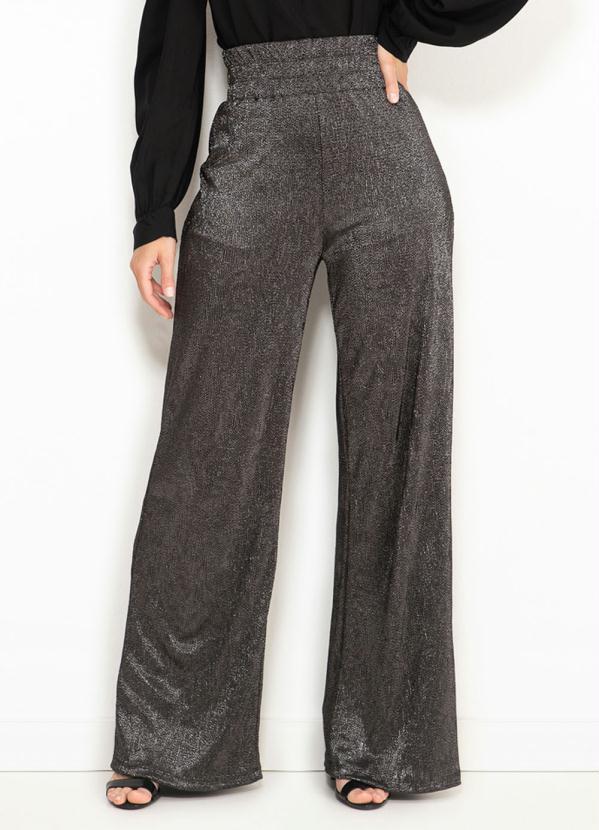 Colcci - Calça Pantalona Metalizada Prata