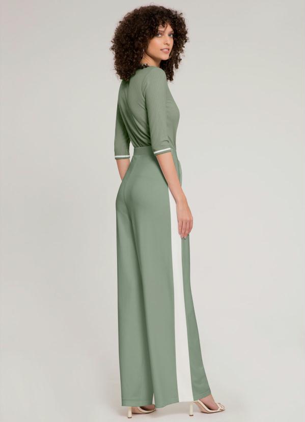 Lunender - Calça Pantalona Moletom Viscose Verde 4