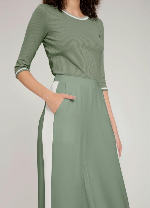 Lunender - Calça Pantalona Moletom Viscose Verde 5