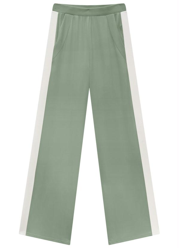 Lunender - Calça Pantalona Moletom Viscose Verde 6