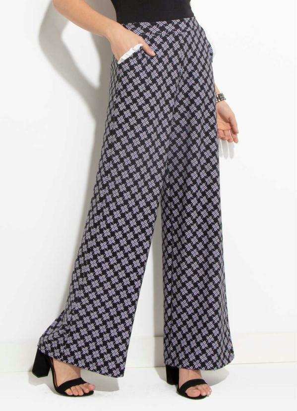 Outlet - Calça Pantalona Quintess Preto e Branco