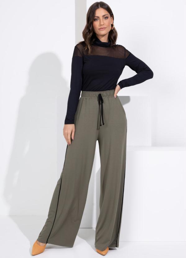 Quintess - Calça Pantalona Verde com Bolsos 5