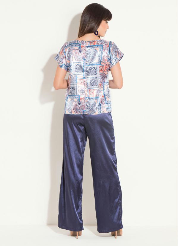 Outlet - Calça Quintess Marinho com Fita de Cetim 4