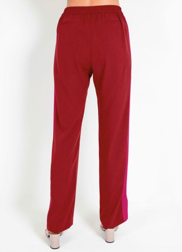 bonprix - Calça Sideband Listra Lateral Vermelho e Rosa 7