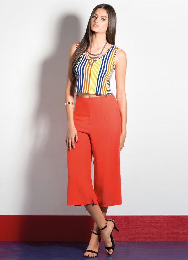 Quintess - Pantacourt Fechamento em Zíper Laranja 4