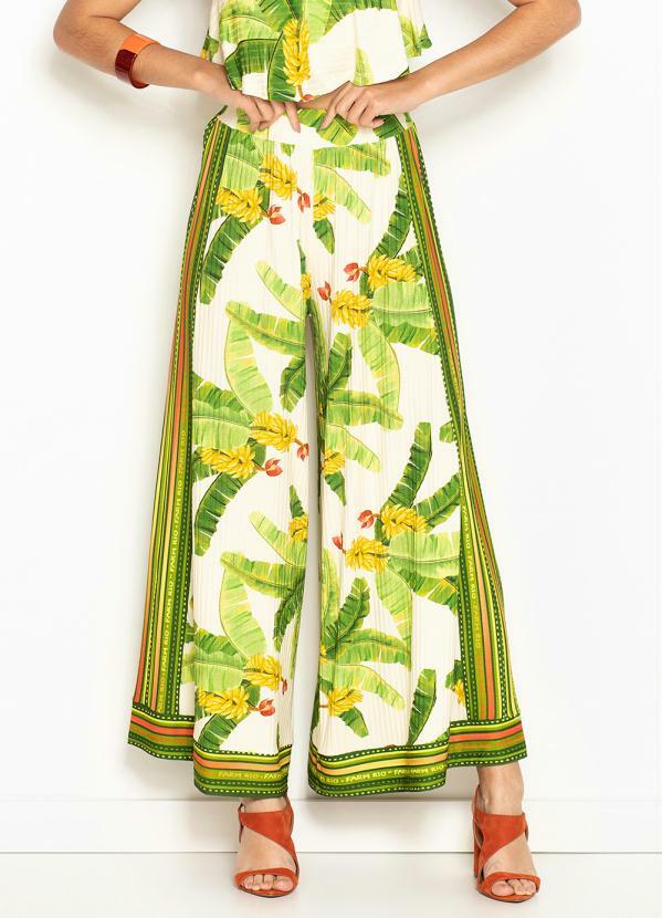 Farm - Pantalona de Malha Moldura Lenço Floresta Fresca Estampada