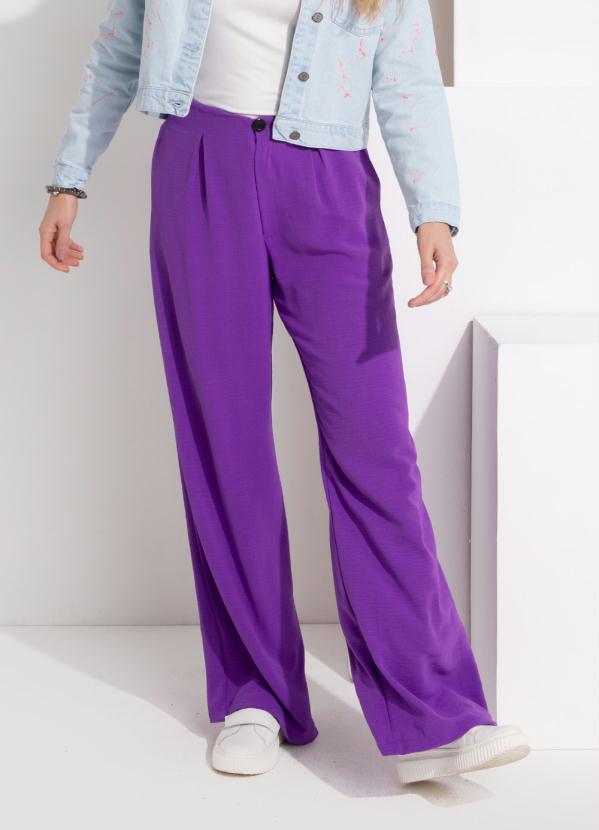 Quintess - Pantalona Roxa com Pregas e Bolsos 2