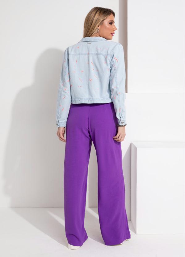 Quintess - Pantalona Roxa com Pregas e Bolsos 5