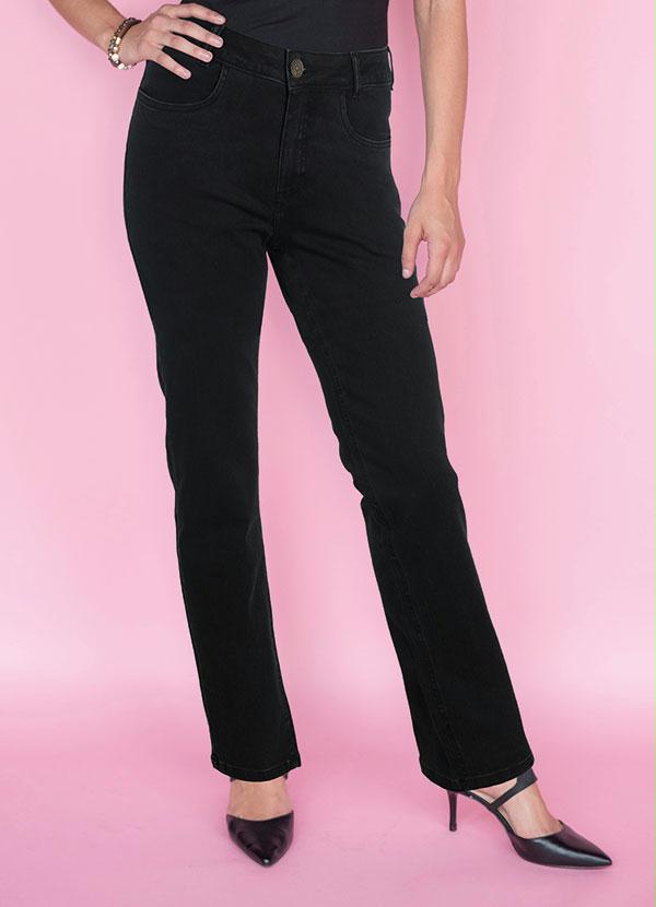 Calça Jeans Reta Preta Bonprix
