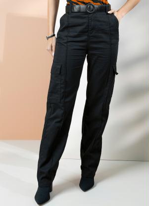 Quintess - Calça Cargo Preta - QUINTESS