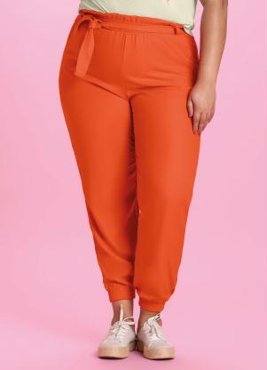Marialícia - Calça com Cinto Laranja - MARIALÍCIA