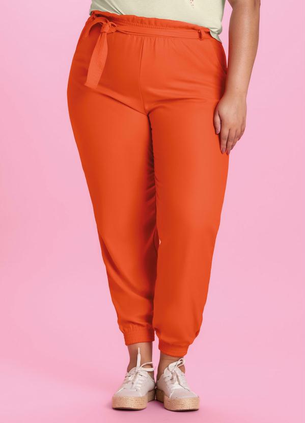 Marialícia - Calça com Cinto Laranja