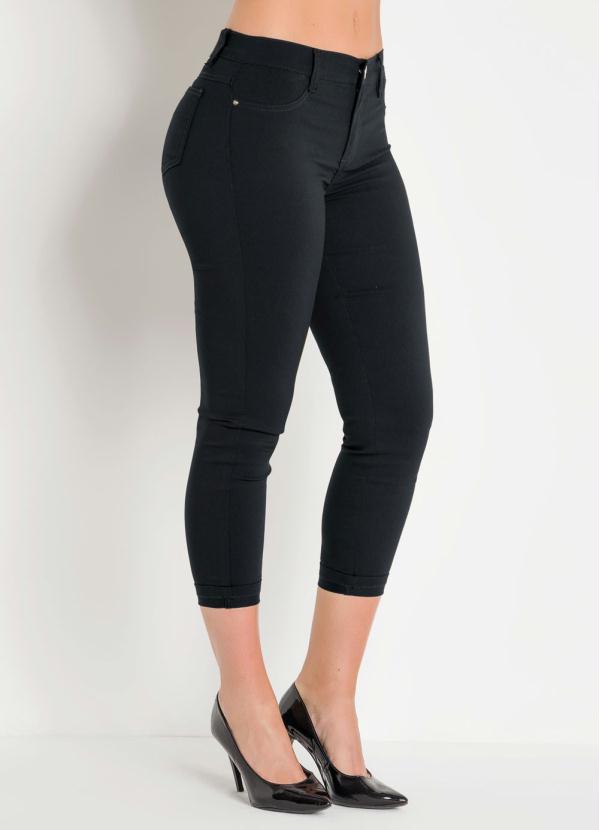 Sawary Jeans - Calça Cropped Preta com Barra Dobrada Sawary 7
