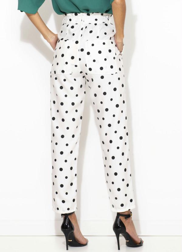 Maria Filó - Calça de Liocel Cenoura Estampa Poá Branca 2