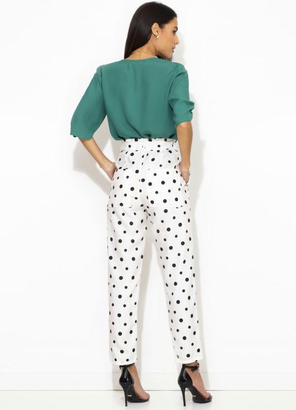 Maria Filó - Calça de Liocel Cenoura Estampa Poá Branca 4