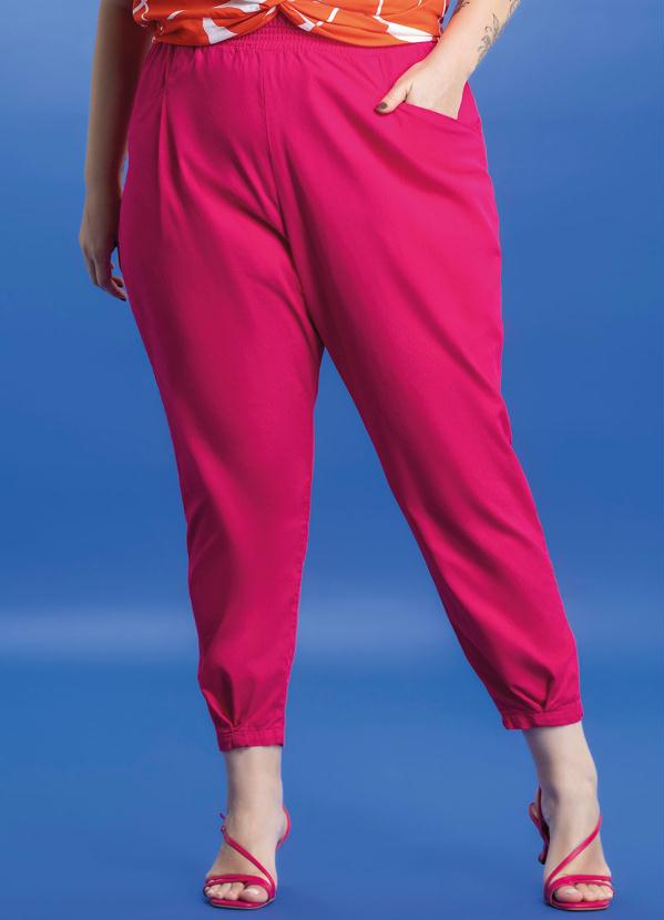 Marialícia - Calça em Sarja Rosa