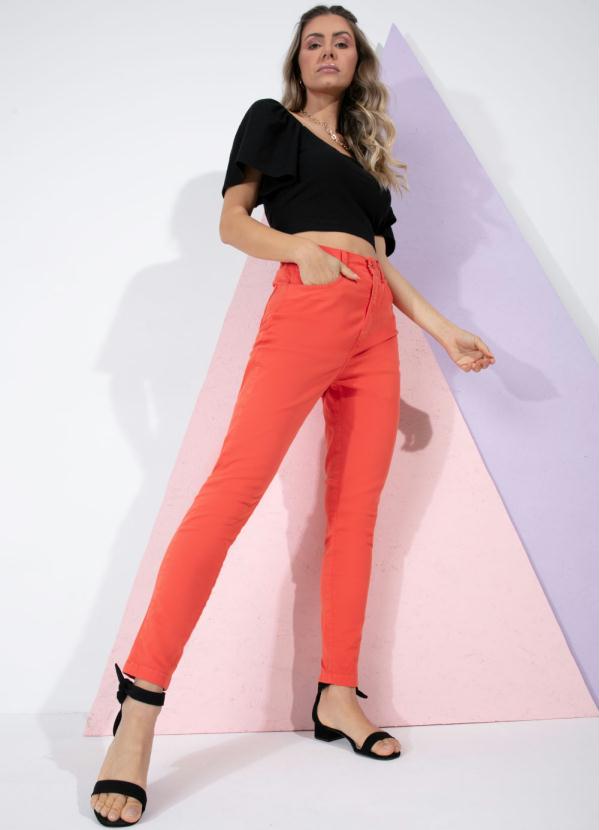 Quintess - Calça Laranja Cigarrete com Bolsos 3