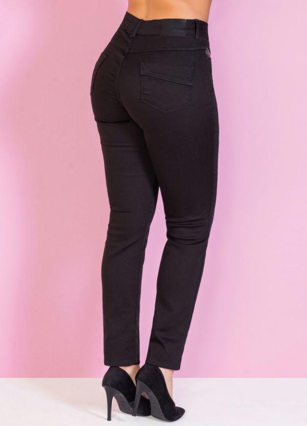 Sawary Jeans - Calça Preta em Sarja com Detalhe Sintético 7