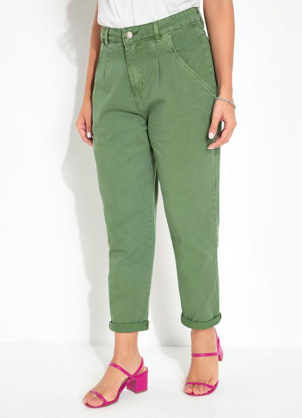 calça verde mom jeans sawary sawary jeans