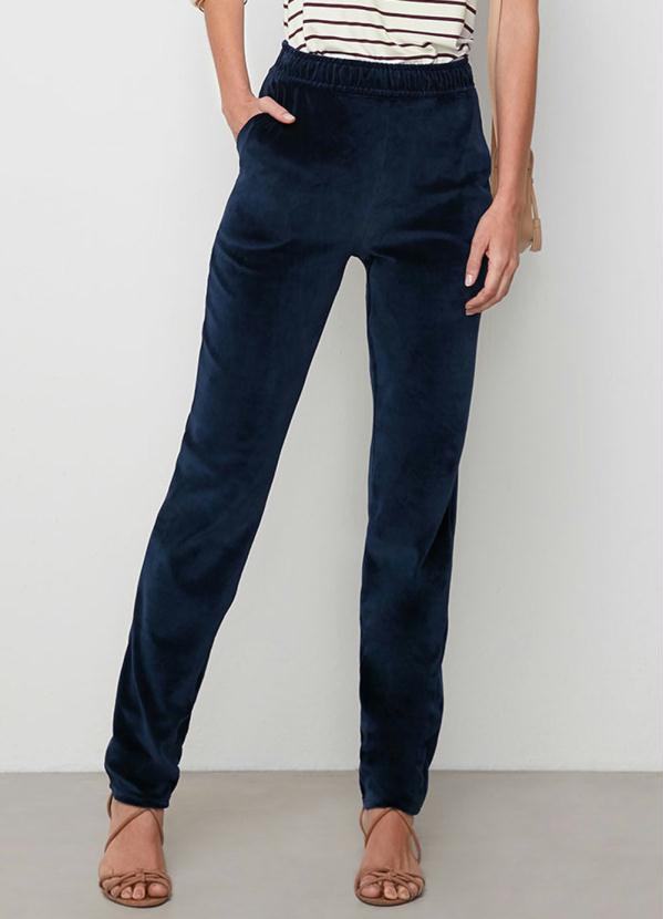 Malwee - Calça Azul Skinny em Plush
