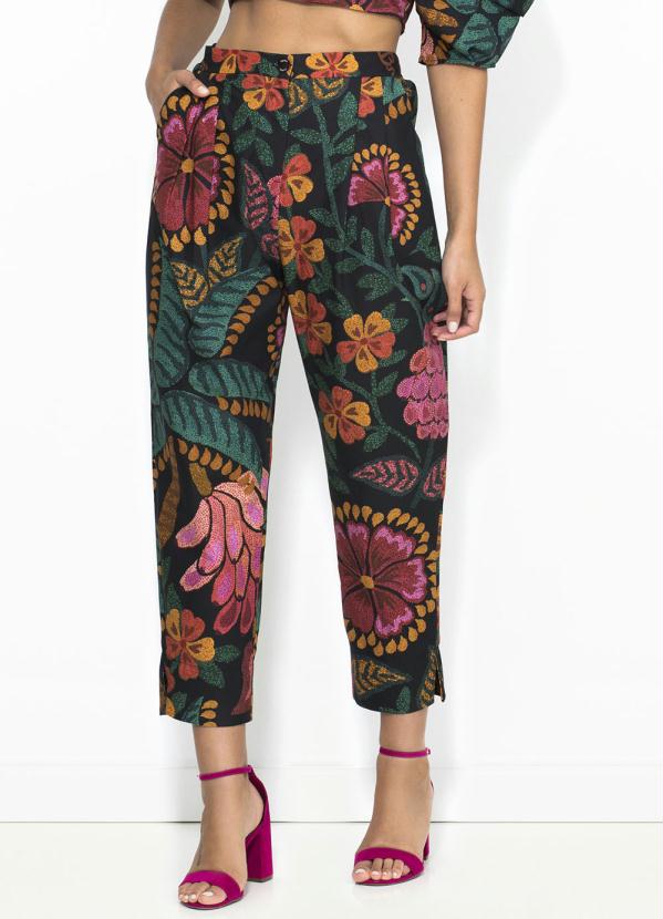 Farm - Calça Brasil Artesanal em Tricoline Estampada