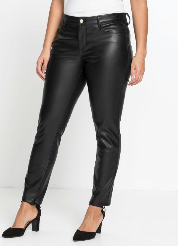 bonprix - Calça em Material Sintético Preta 5