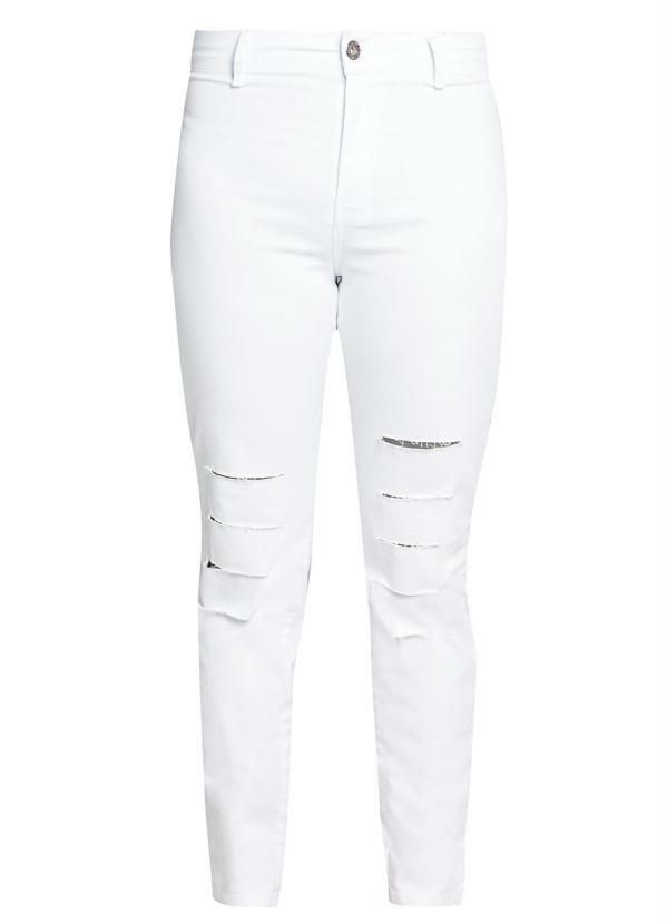 bonprix - Calça Jeans Destroyed Branca 10