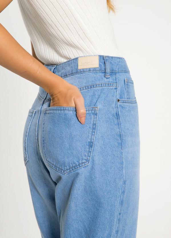Lunender - Calça Jeans Mommy com Destroyed Joelhos Azul 5