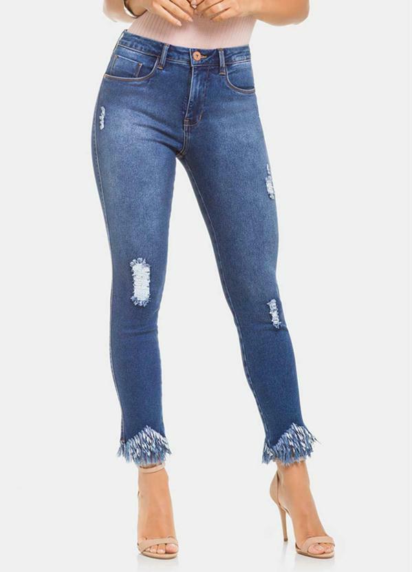 Lunender - Calça Jeans Skinny Segunda Pele Cropped Médio