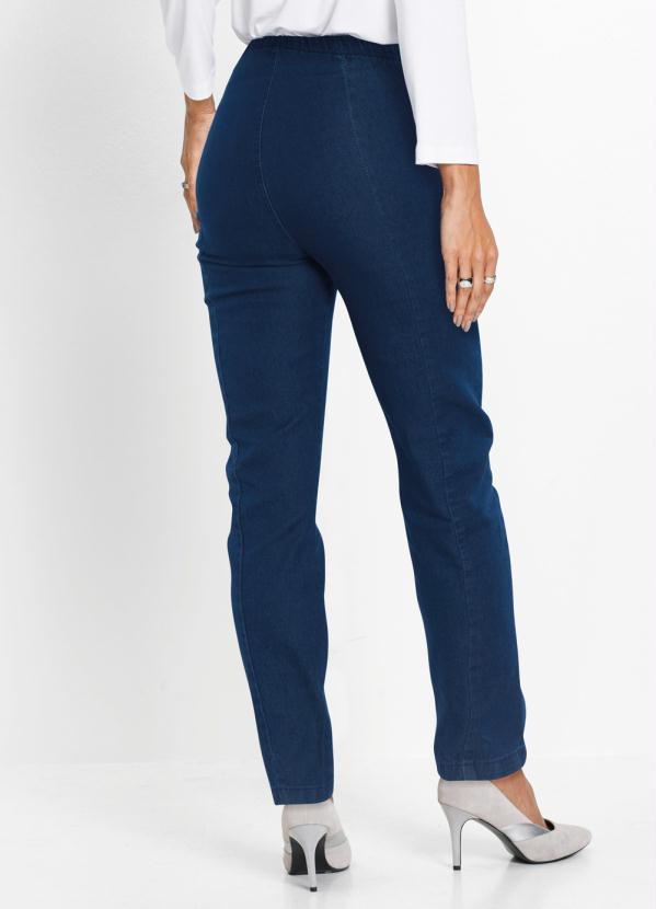 bonprix - Calça Skinny Jeans com Recortes Azul Médio 2