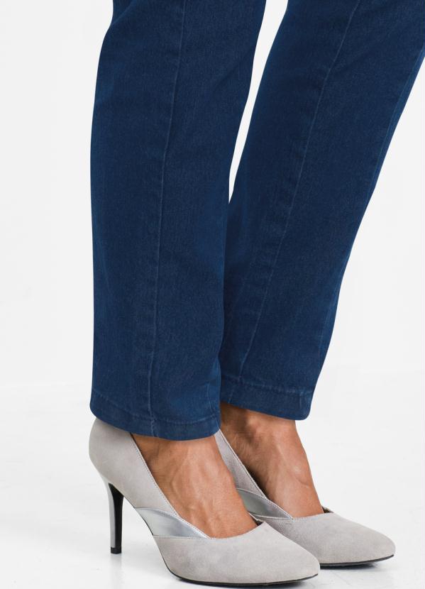bonprix - Calça Skinny Jeans com Recortes Azul Médio 3