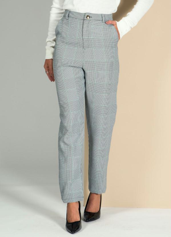 Quintess - Calça Alfaitaria Xadrez com Cintura Alta
