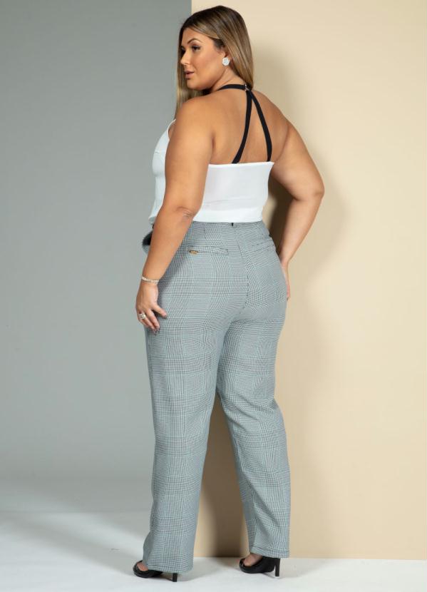 Quintess - Calça Alfaitaria Xadrez com Cintura Alta 10