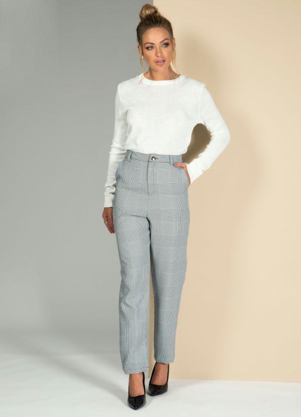 Quintess - Calça Alfaitaria Xadrez com Cintura Alta 5
