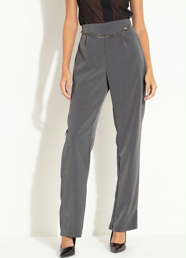 Quintess - Calça Cinza com Corrente na Frente