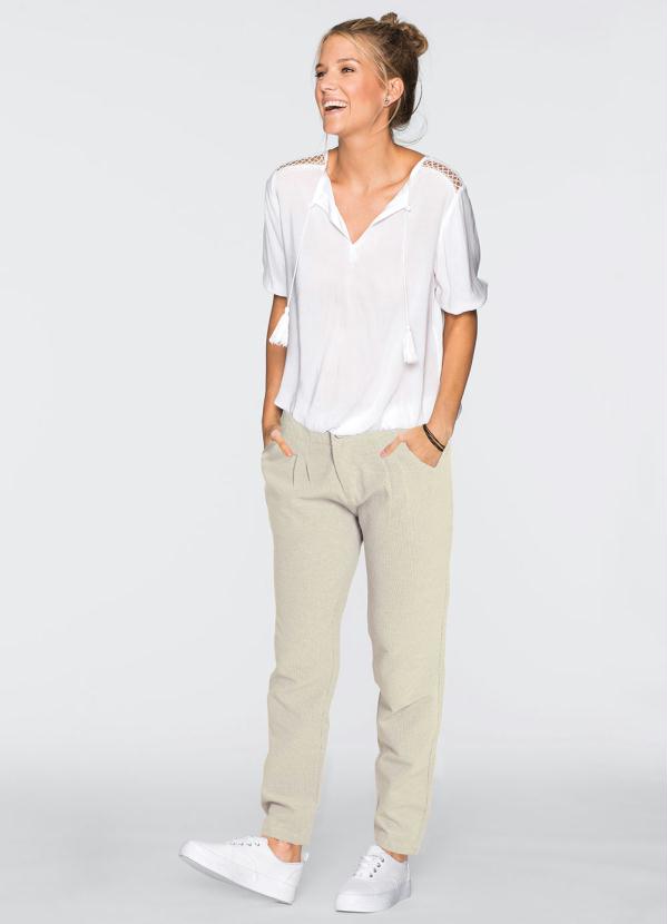 bonprix - Calça Listrada Branca 4