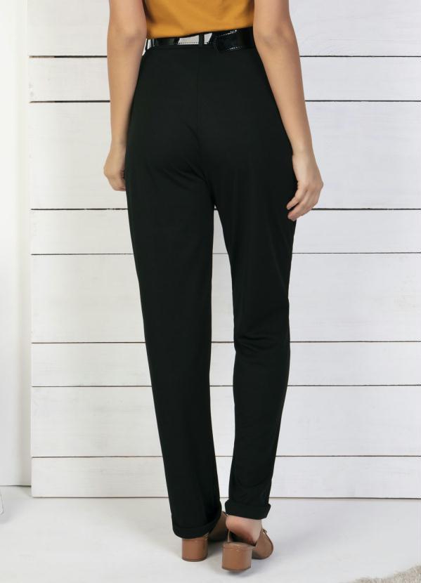 Moda Pop - Calça Preta com Botão e Zíper Funcional 2
