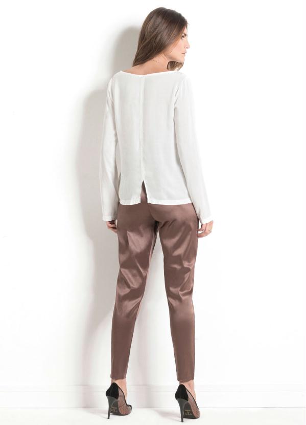 Quintess - Calça Social Acetinada Quintess Marrom 4