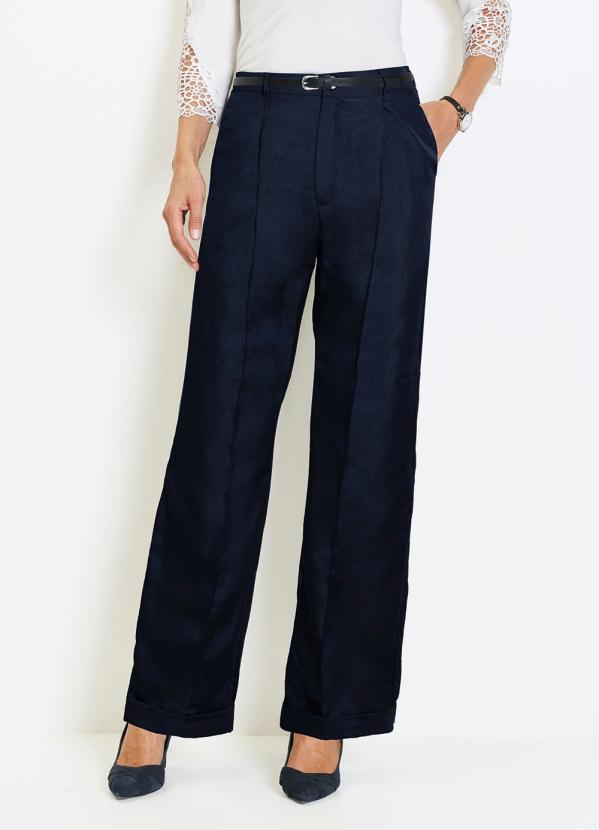 bonprix - Calça Social Alfaiataria Azul Marinho