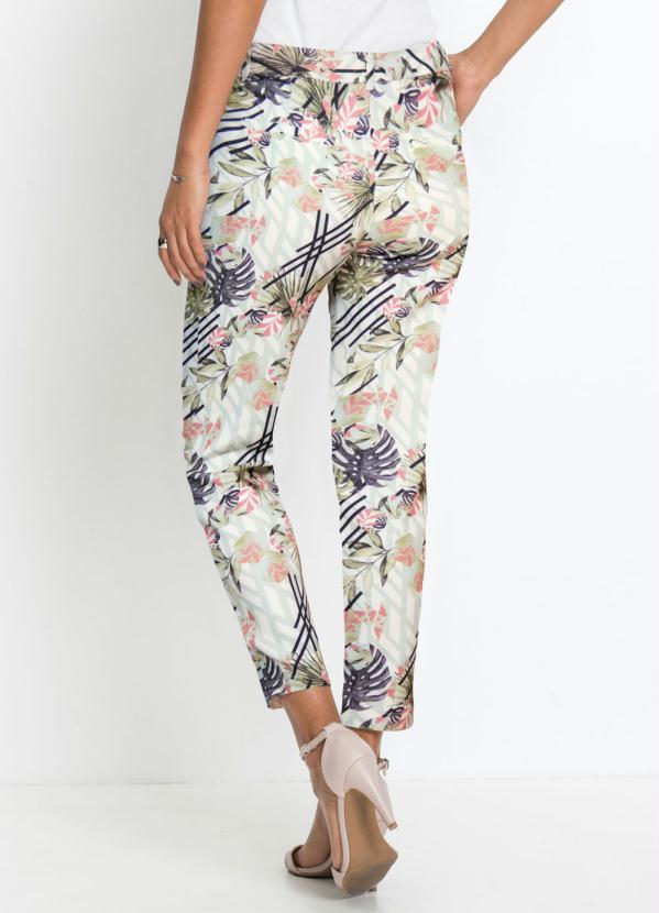 bonprix - Calça Social Alfaiataria Floral Branca 2